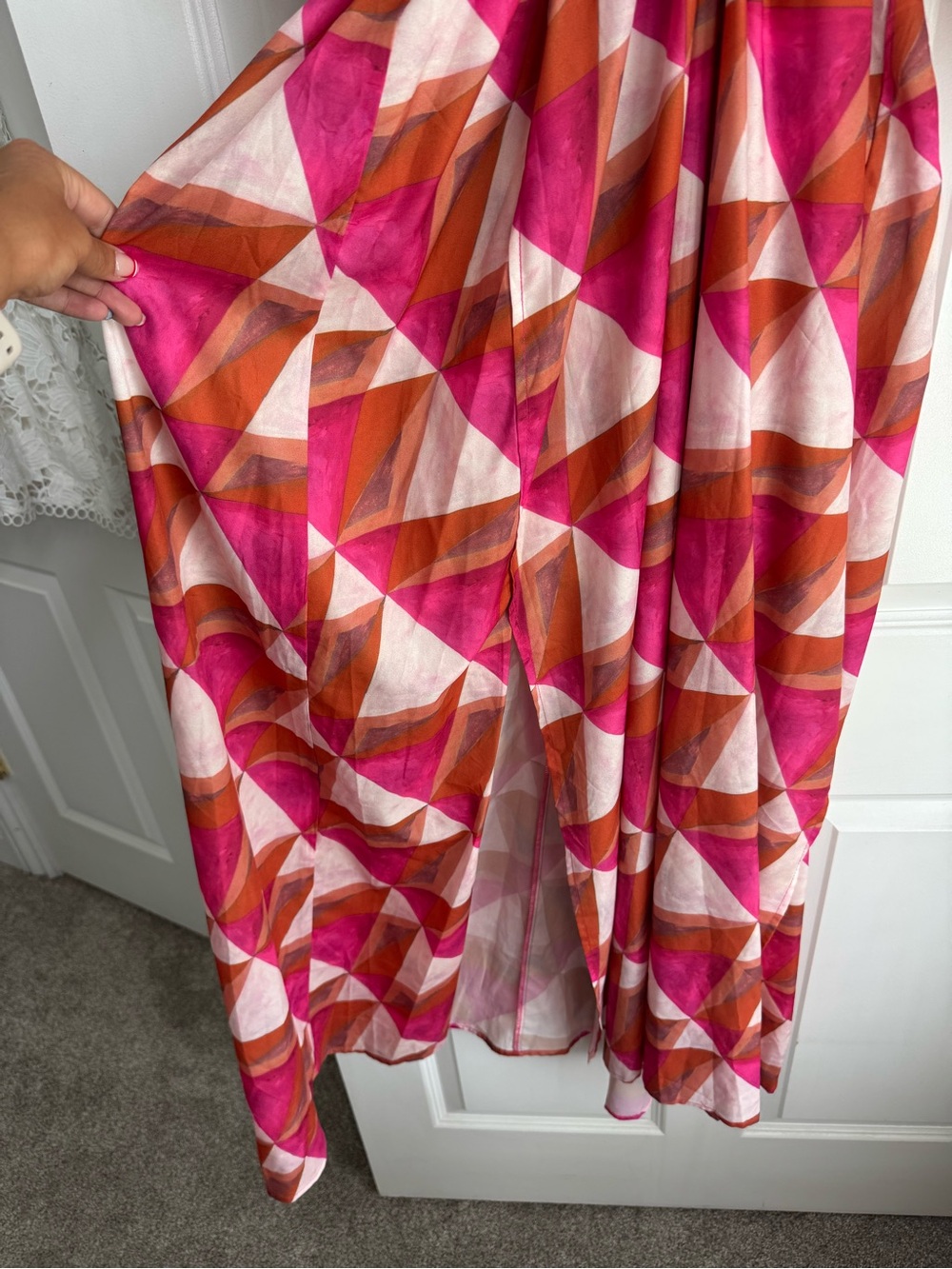 TCEC Pink and Orange Geometric Maxi Dress - Picture 3 of 4
